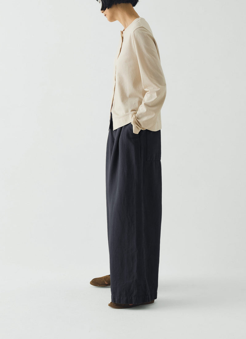Wide Leg Cotton Linen Twill Trousers | Nile Blue