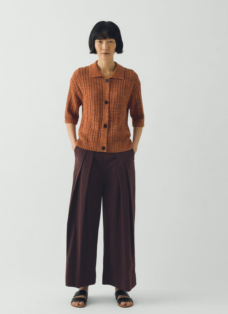 Stripe Fisherman Cotton Trousers | Black/Multi
