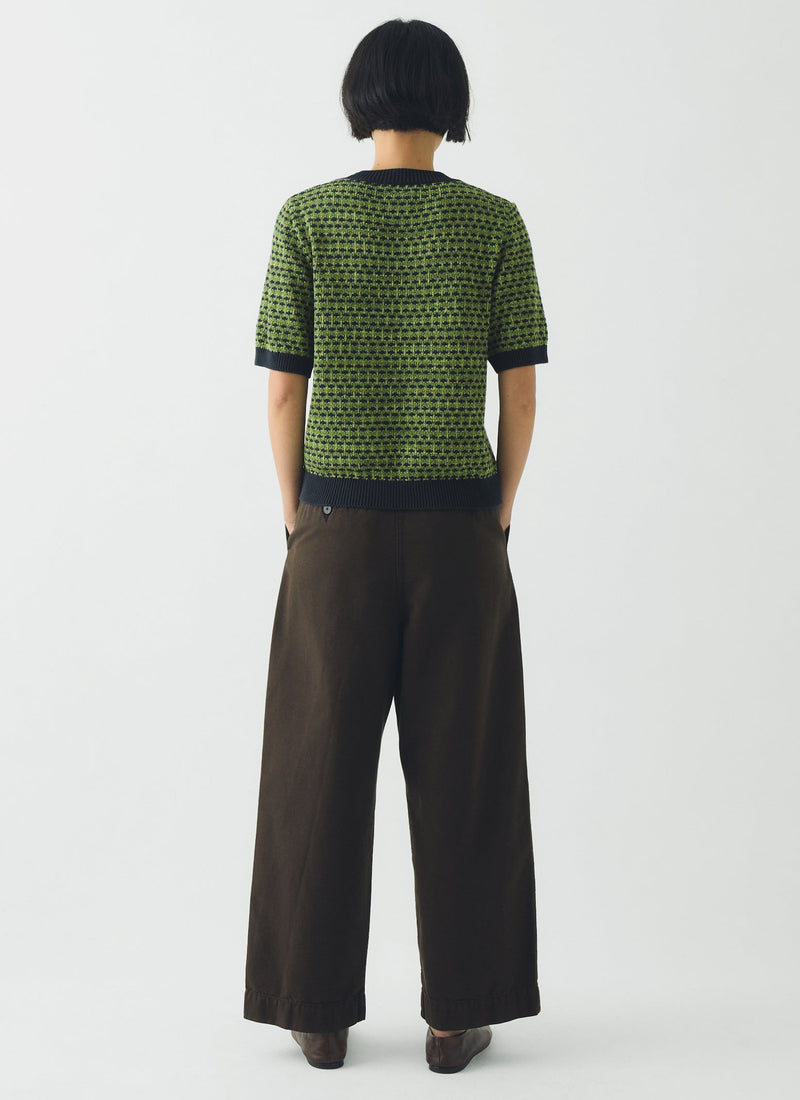 Pleat Front Garment Dyed Cotton Trousers | Black Walnut
