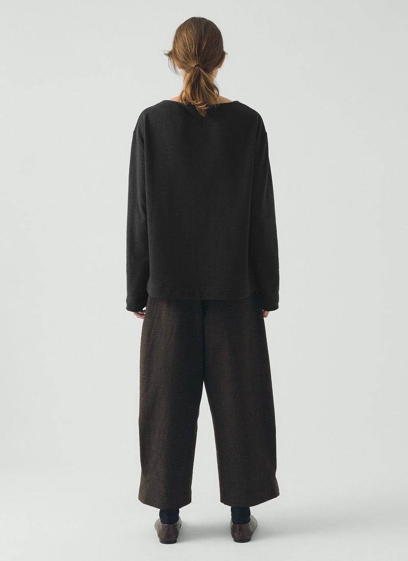 Carys Check Cotton Wool Wide Leg Trousers | Slate