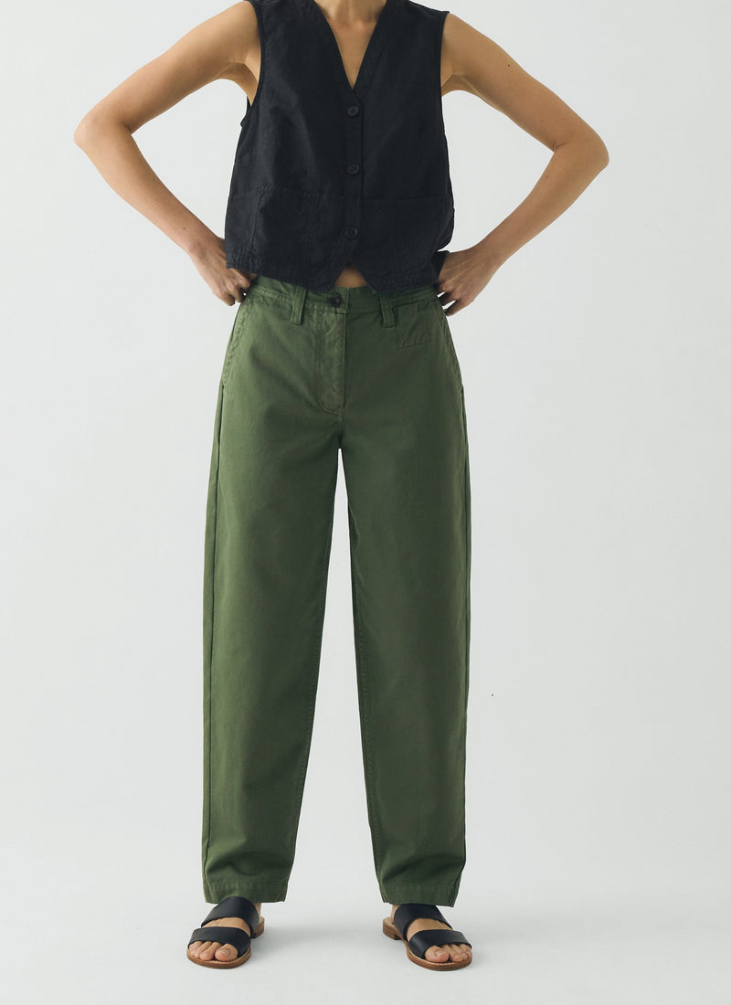 Garment Dyed Cotton Twill Trousers | Balsam Green