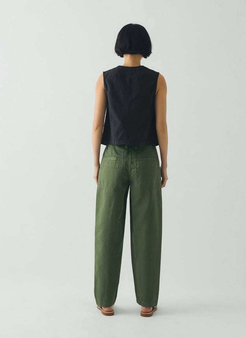 Garment Dyed Cotton Twill Trousers | Balsam Green