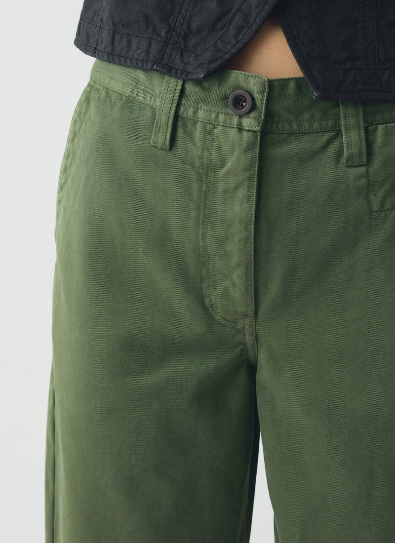 Garment Dyed Cotton Twill Trousers | Balsam Green