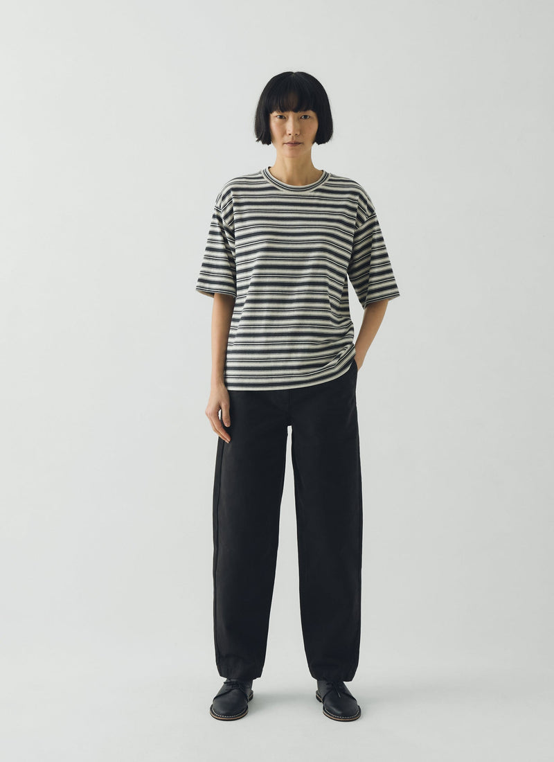 Garment Dyed Cotton Twill Trousers | Soft Black
