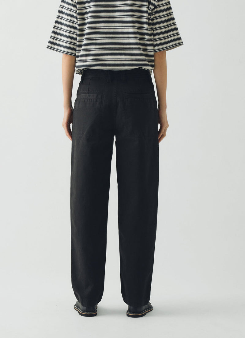 Garment Dyed Cotton Twill Trousers | Soft Black
