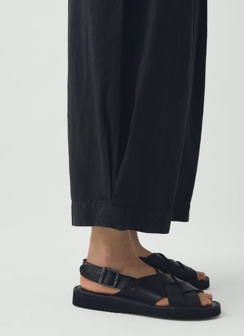 Carys Cotton Linen Canvas Wide Leg Trousers | Soft Black
