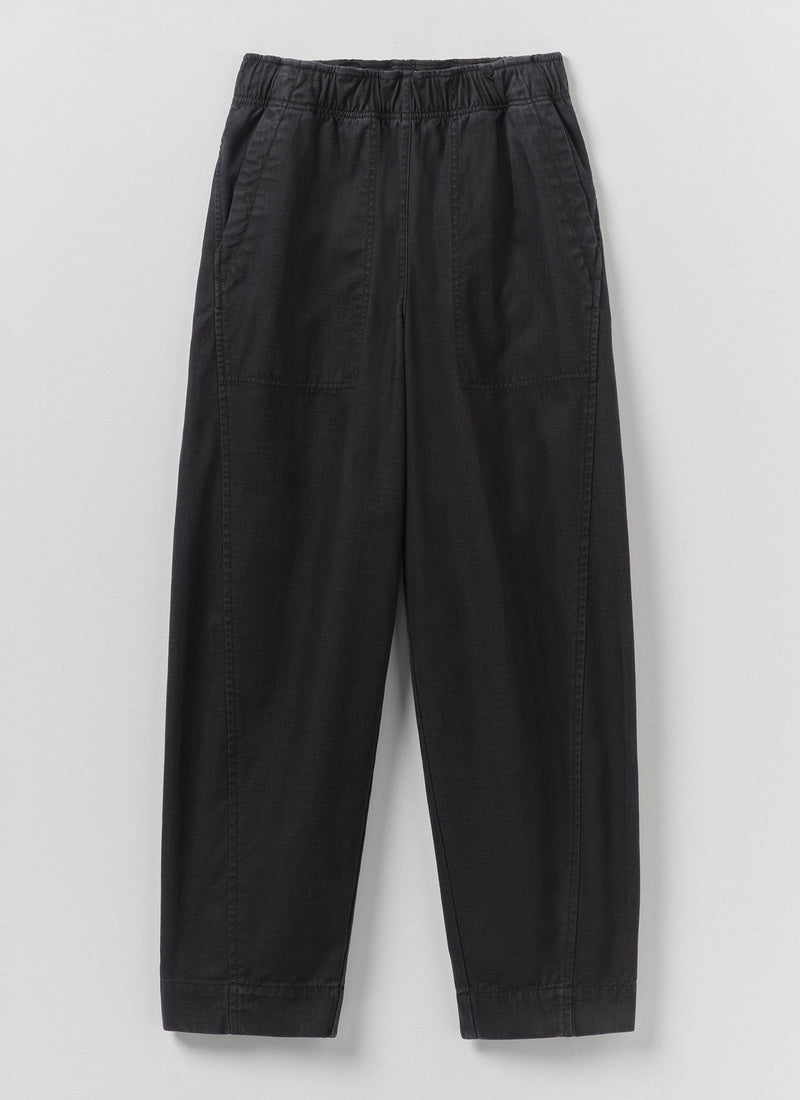 Cotton Twill Pull On Trousers | Blue Black