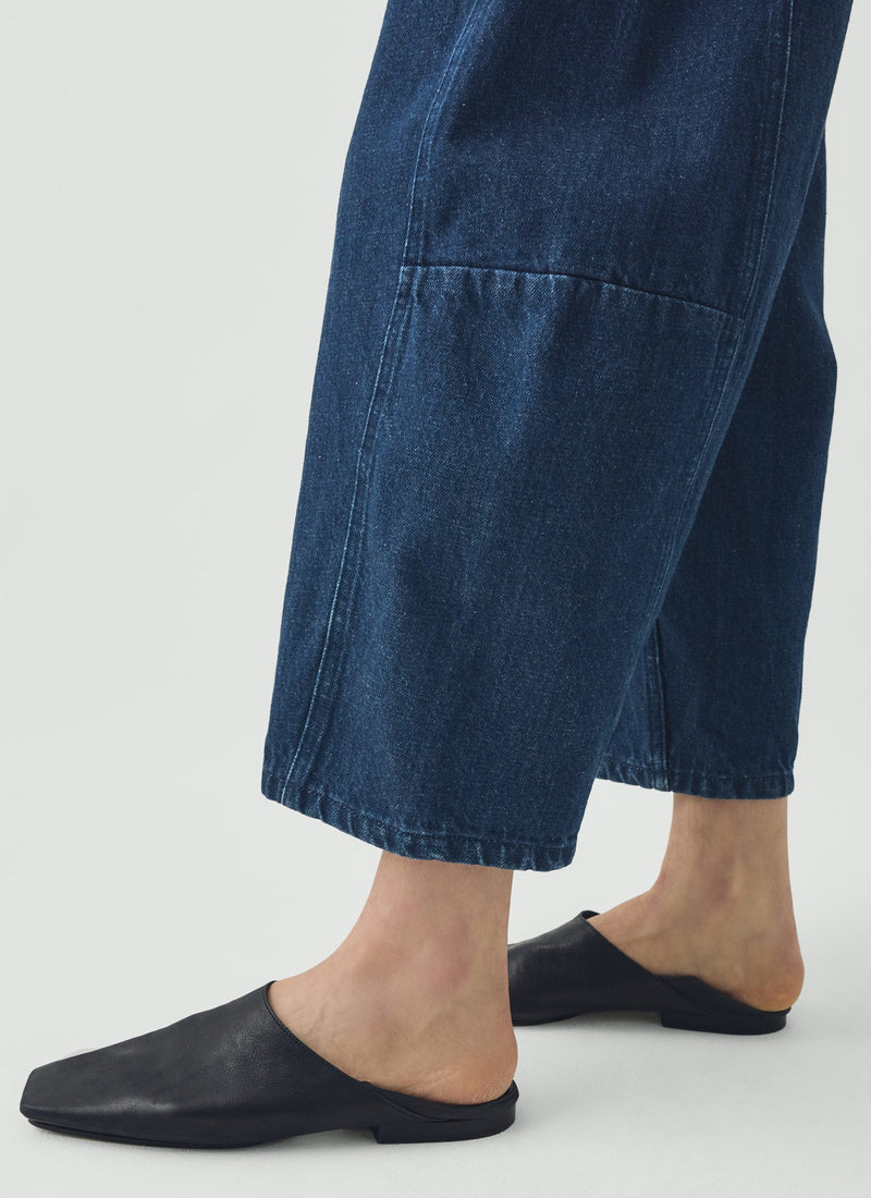 Twisted Seam Cotton Linen Denim Trousers | Indigo