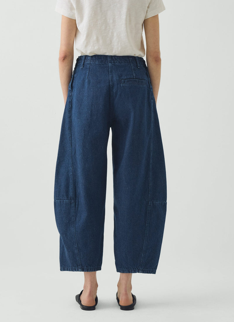 Twisted Seam Cotton Linen Denim Trousers | Indigo