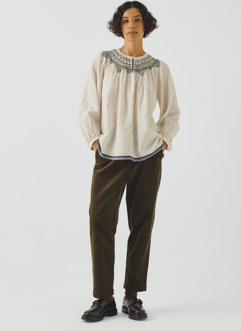 Gabi Cord Pull On Trousers | Bronze Green