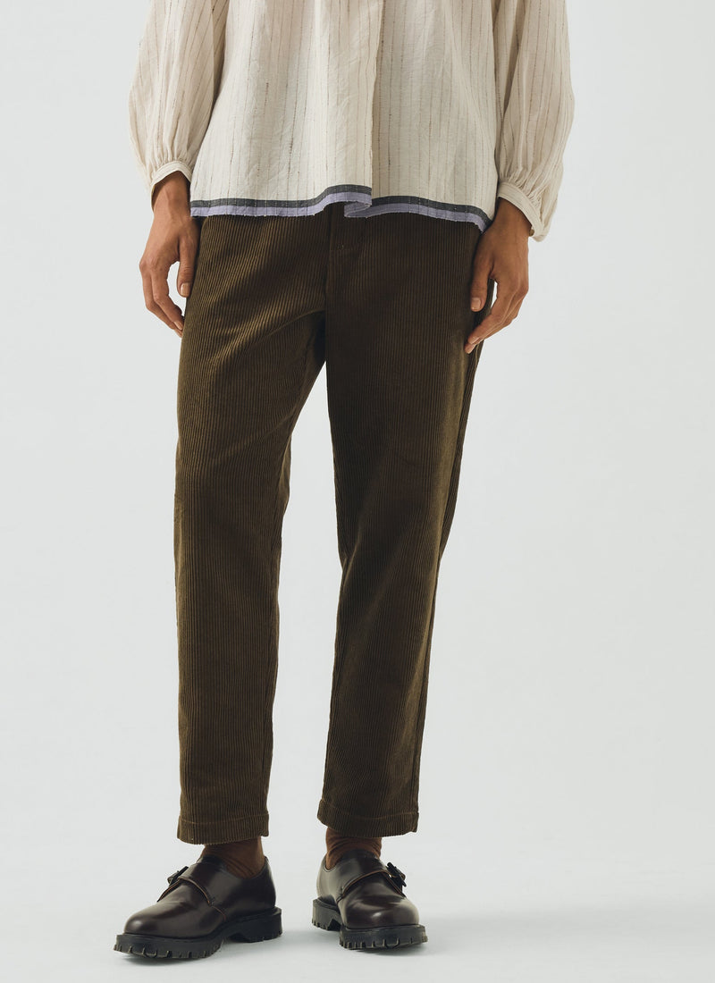 Gabi Cord Pull On Trousers | Bronze Green