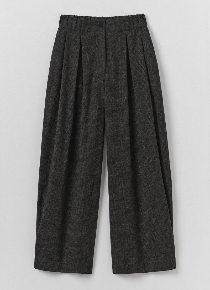 Carys Prince of Wales Check Wide Leg Trousers | Charcoal