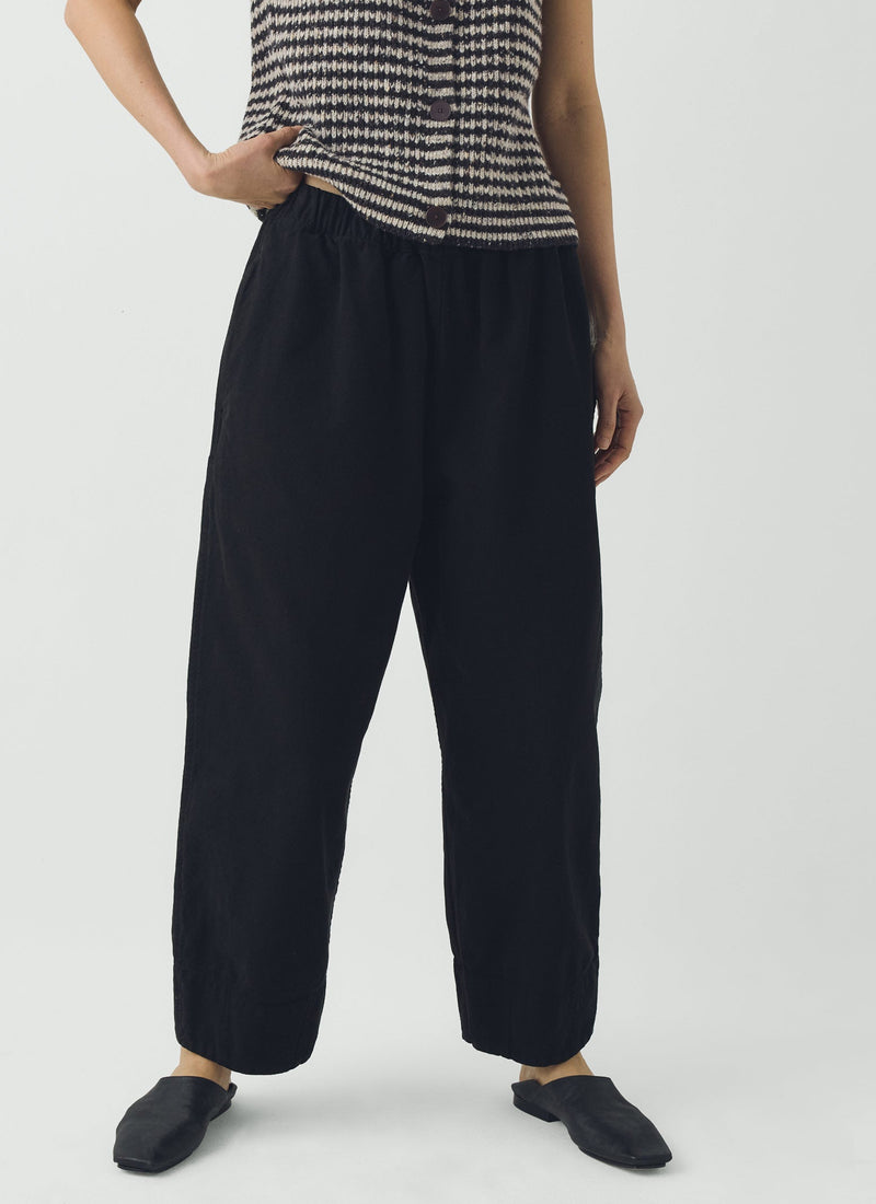 Sculpted Leg Brushed Cotton Canvas Trousers | Black