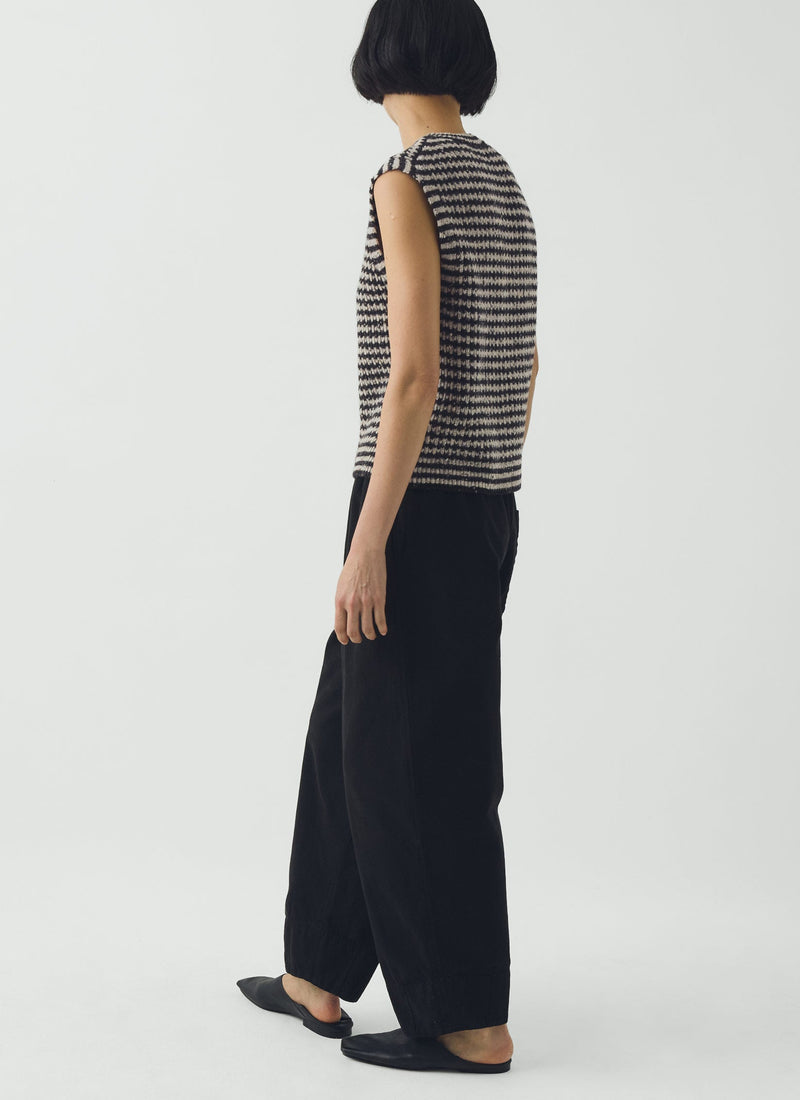 Sculpted Leg Brushed Cotton Canvas Trousers | Black