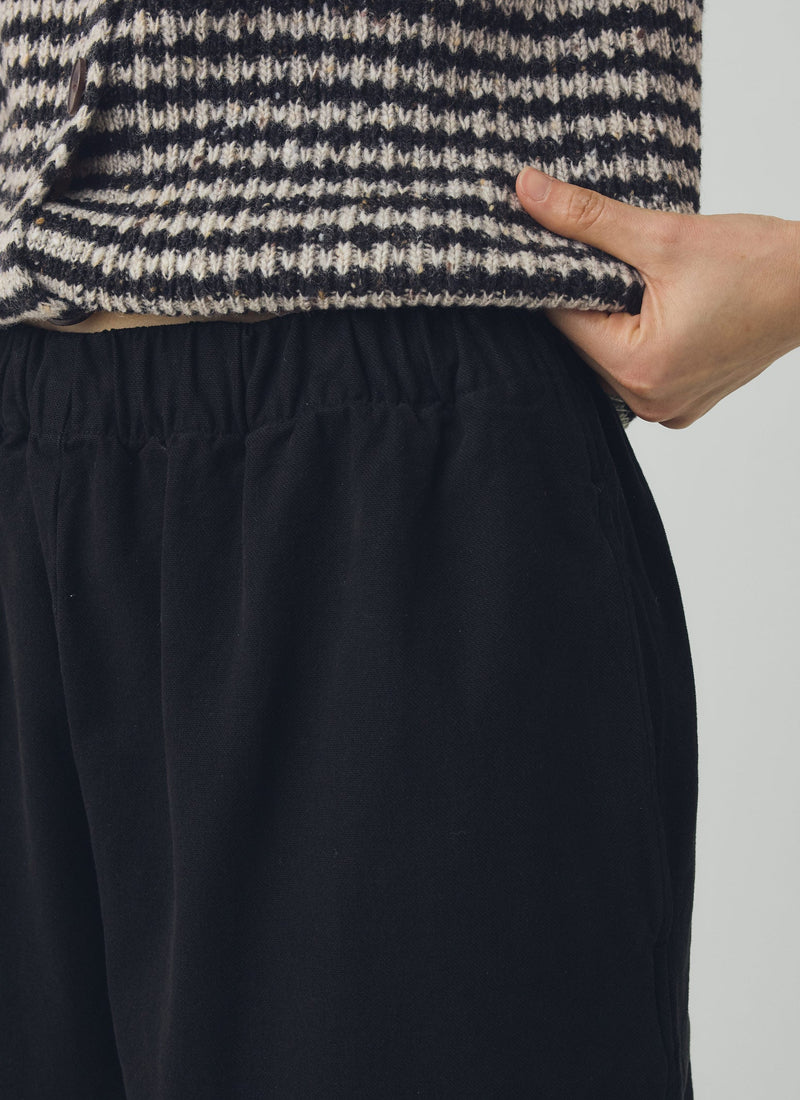 Sculpted Leg Brushed Cotton Canvas Trousers | Black
