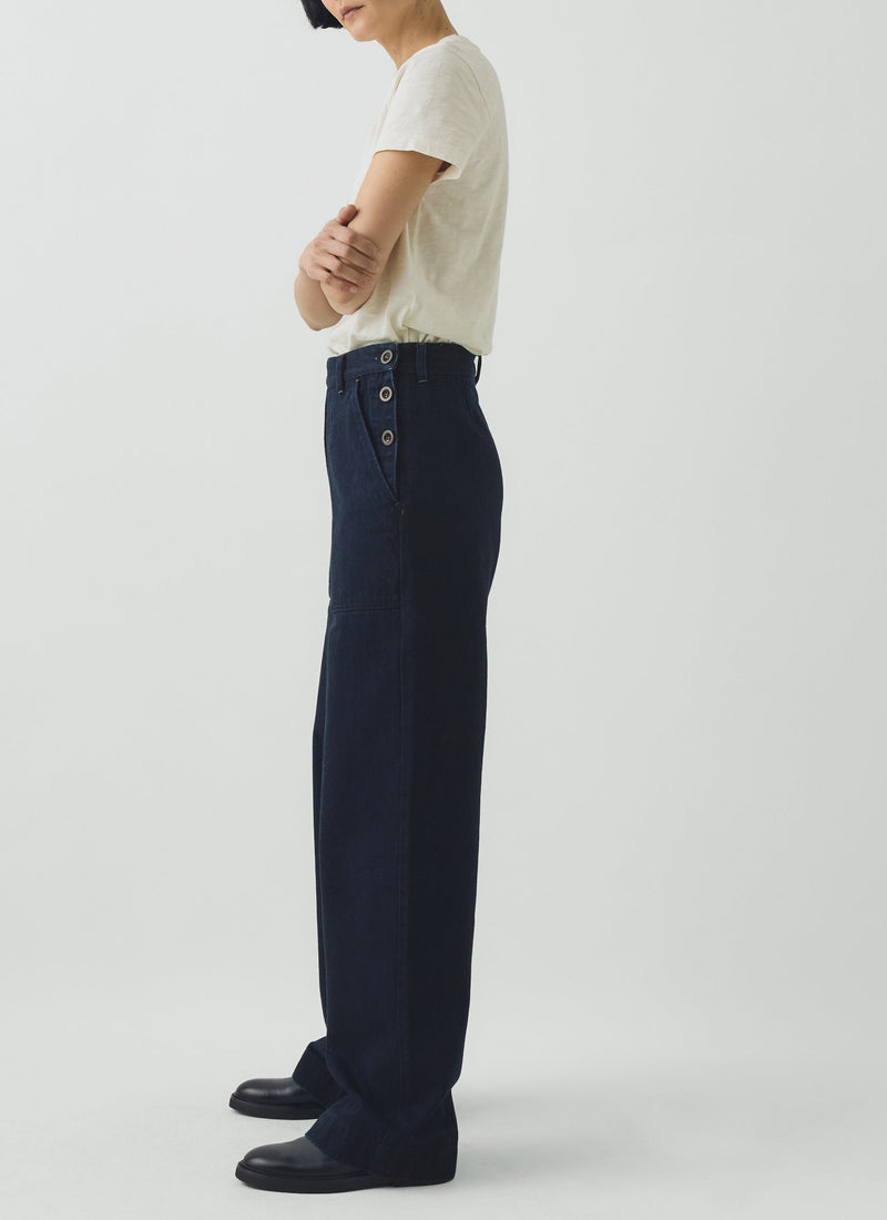 Annie Japanese Indigo Denim Full Length Trousers | Indigo