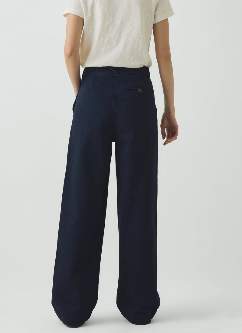 Annie Japanese Indigo Denim Full Length Trousers | Indigo