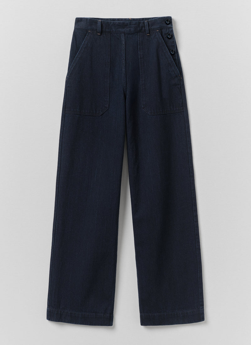 Annie Japanese Indigo Denim Full Length Trousers | Indigo