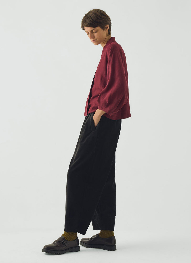 Cotton Velvet Pull On Trousers | Brown Slate