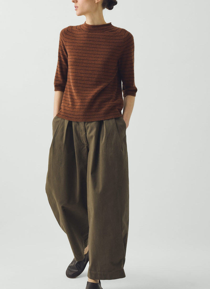 Carys Cotton Wide Leg Trousers | Deep Khaki