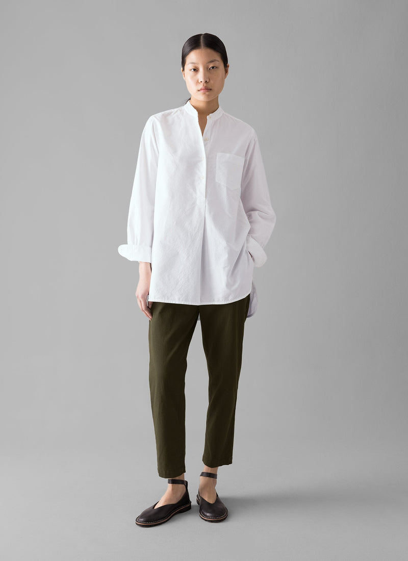 Taro Cotton Oxford Long Shirt | White