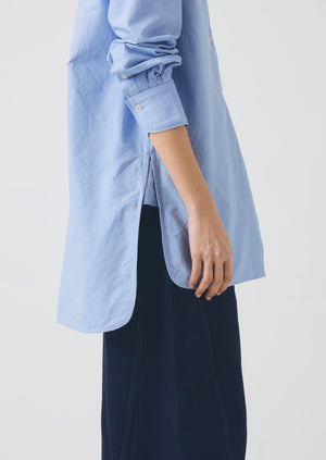 Taro Cotton Oxford Long Shirt | Chambray