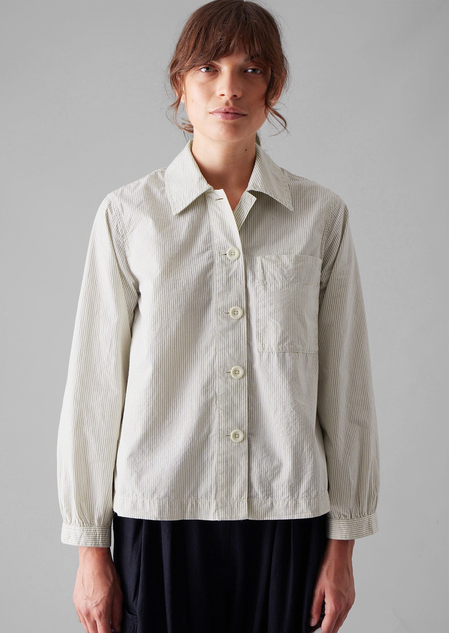 Patch Pocket Stripe Organic Cotton Shirt | Sunwashed Blue