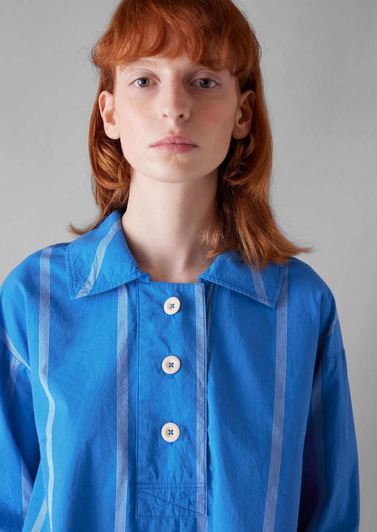 Summer Camp Stripe Cotton Smock | Enamel Blue