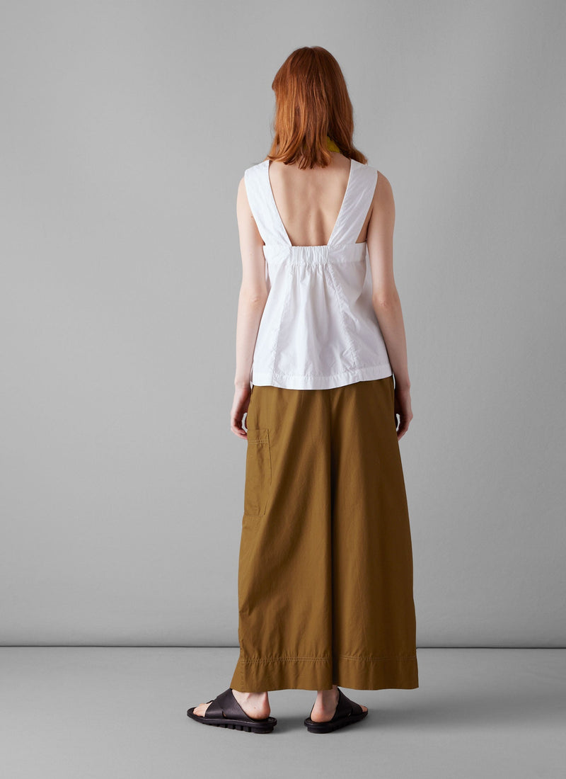 V-Neck Cotton Poplin Top | Paper White