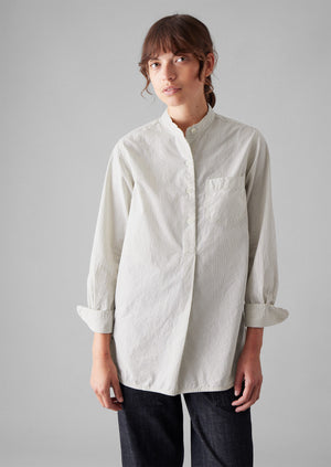 Taro Stripe Organic Cotton Poplin Shirt | Sunwashed Blue