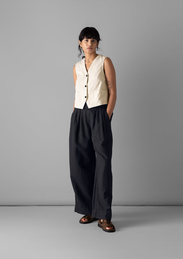 Cotton Linen Canvas Waistcoat Top | Wood Ash | TOAST