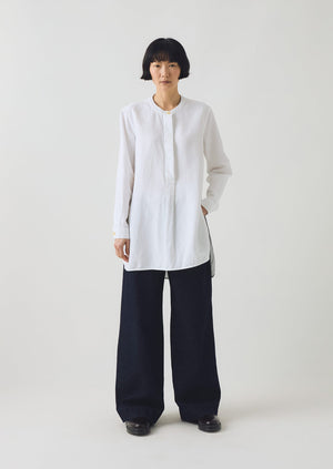 Elena Cotton Linen Tunic Shirt | Paper White