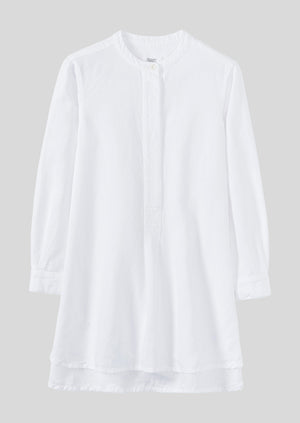 Elena Cotton Linen Tunic Shirt | Paper White