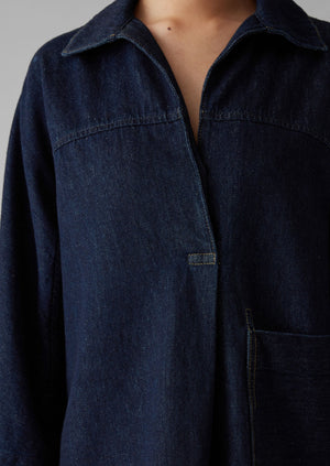 Cotton Hemp Denim Smock | Indigo