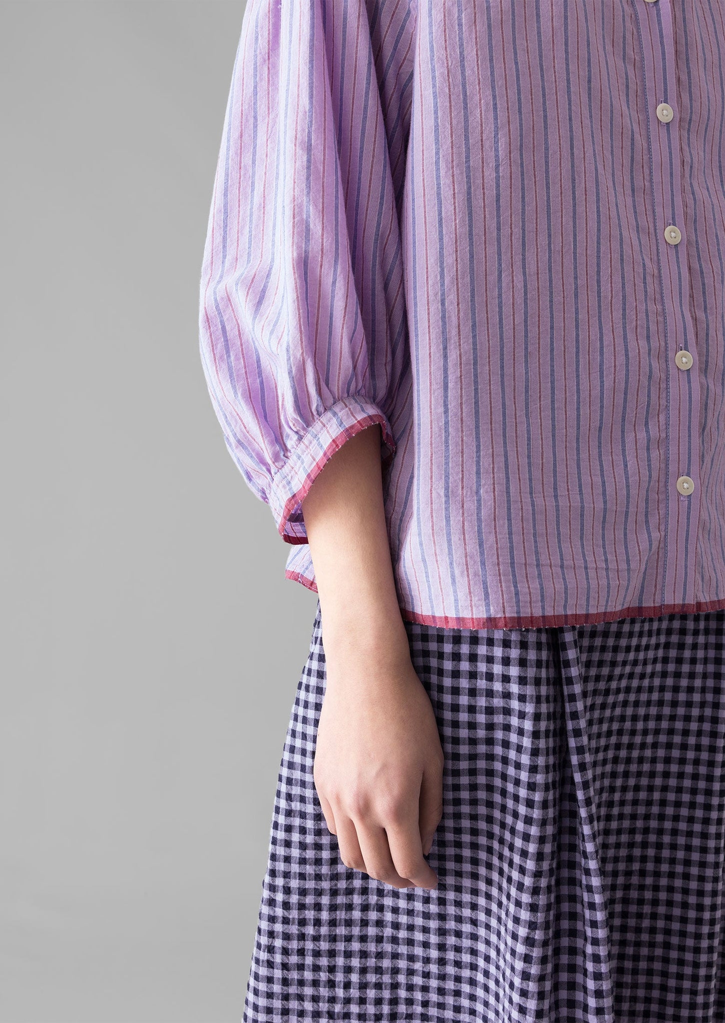 Harmony Stripe Hand Woven Mulmul Shirt | Mauve