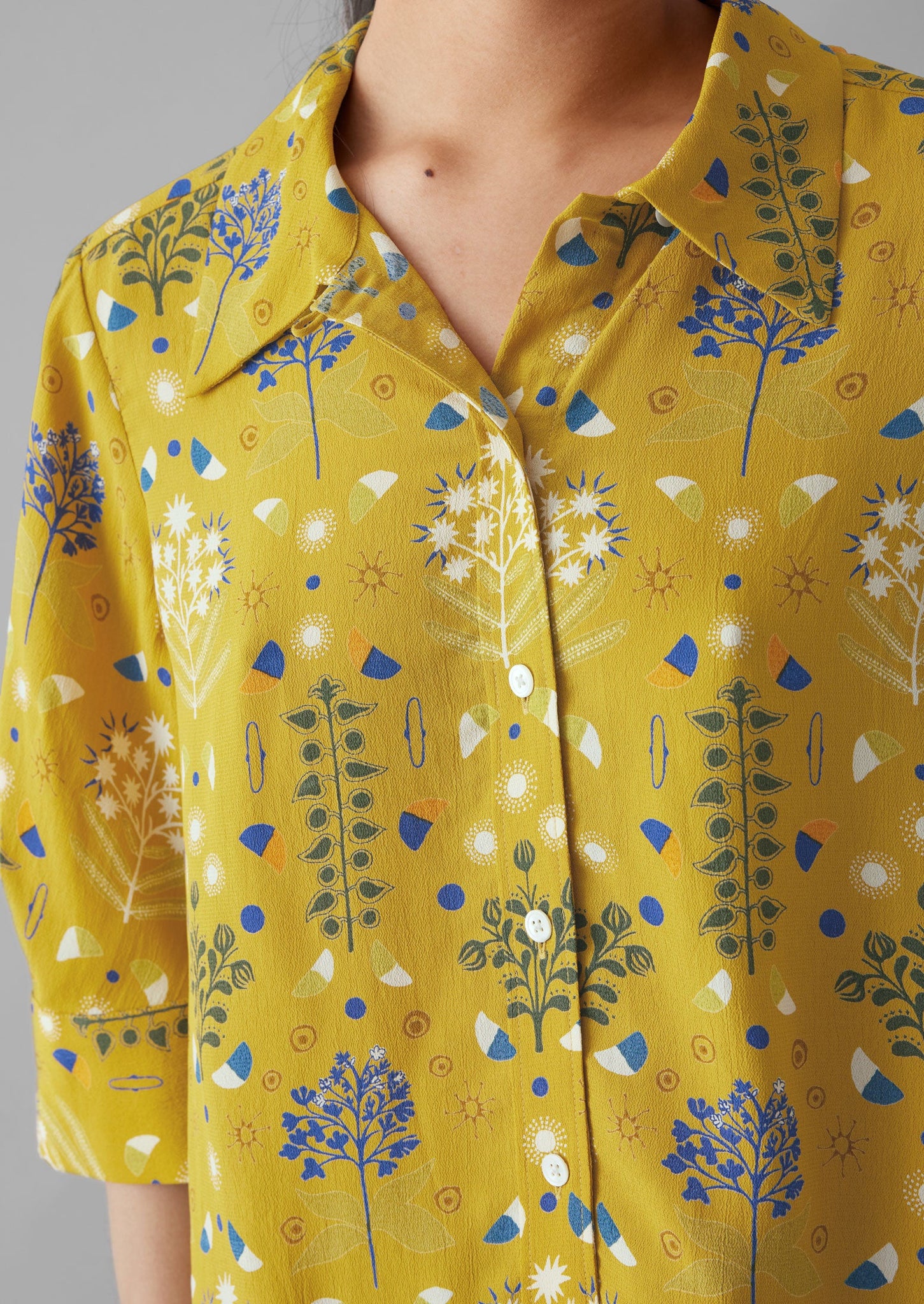 Collector Print Crepe Shirt | Golden Ochre