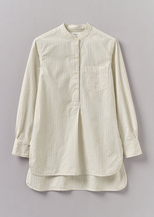 Taro Stripe Cotton Poplin Shirt | Ivory/Golden Olive