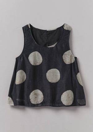 Batik Dot Print Tank Top | Black/Ecru