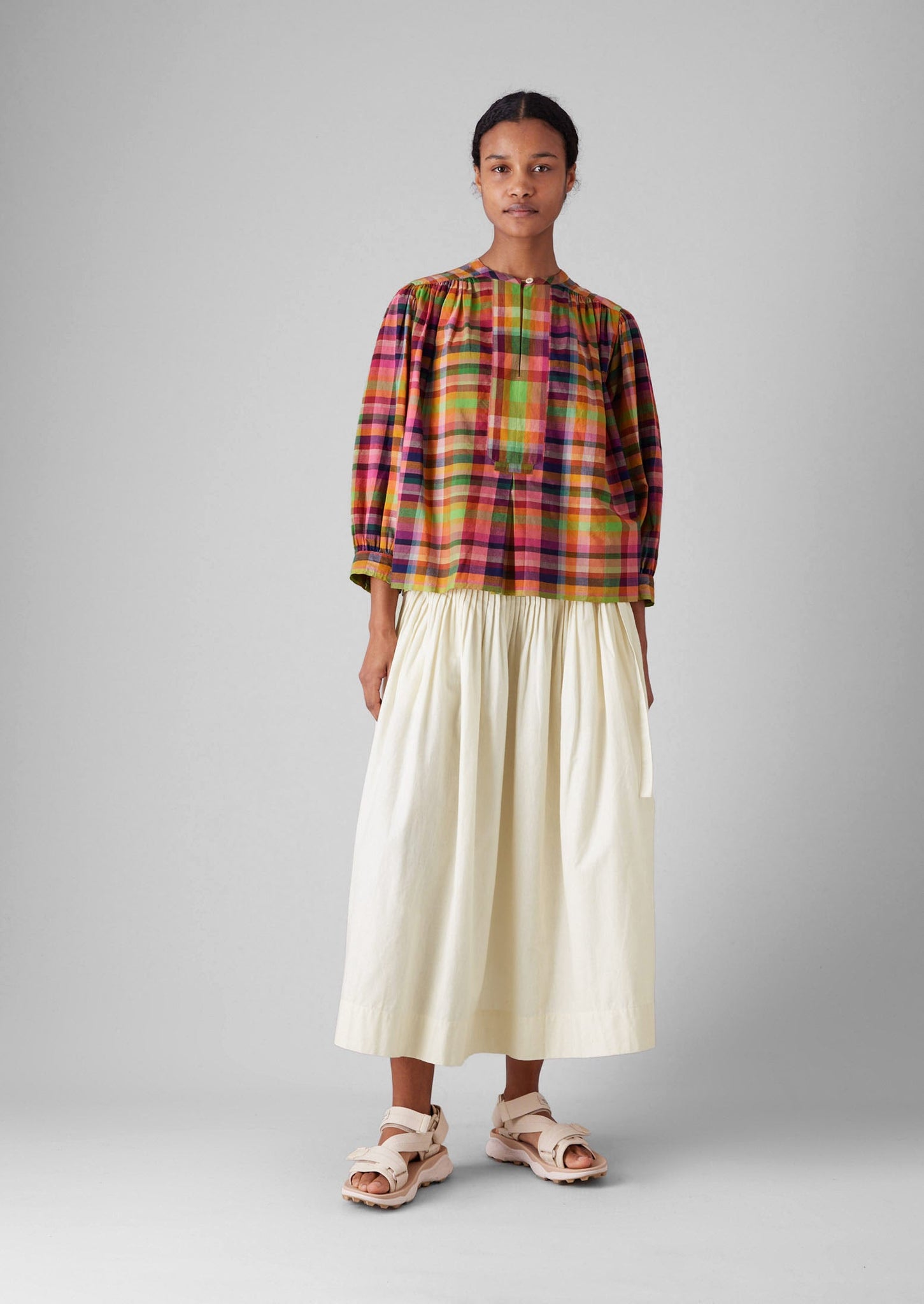 Check Hand Woven Mulmul Shirt | Bright/Multi