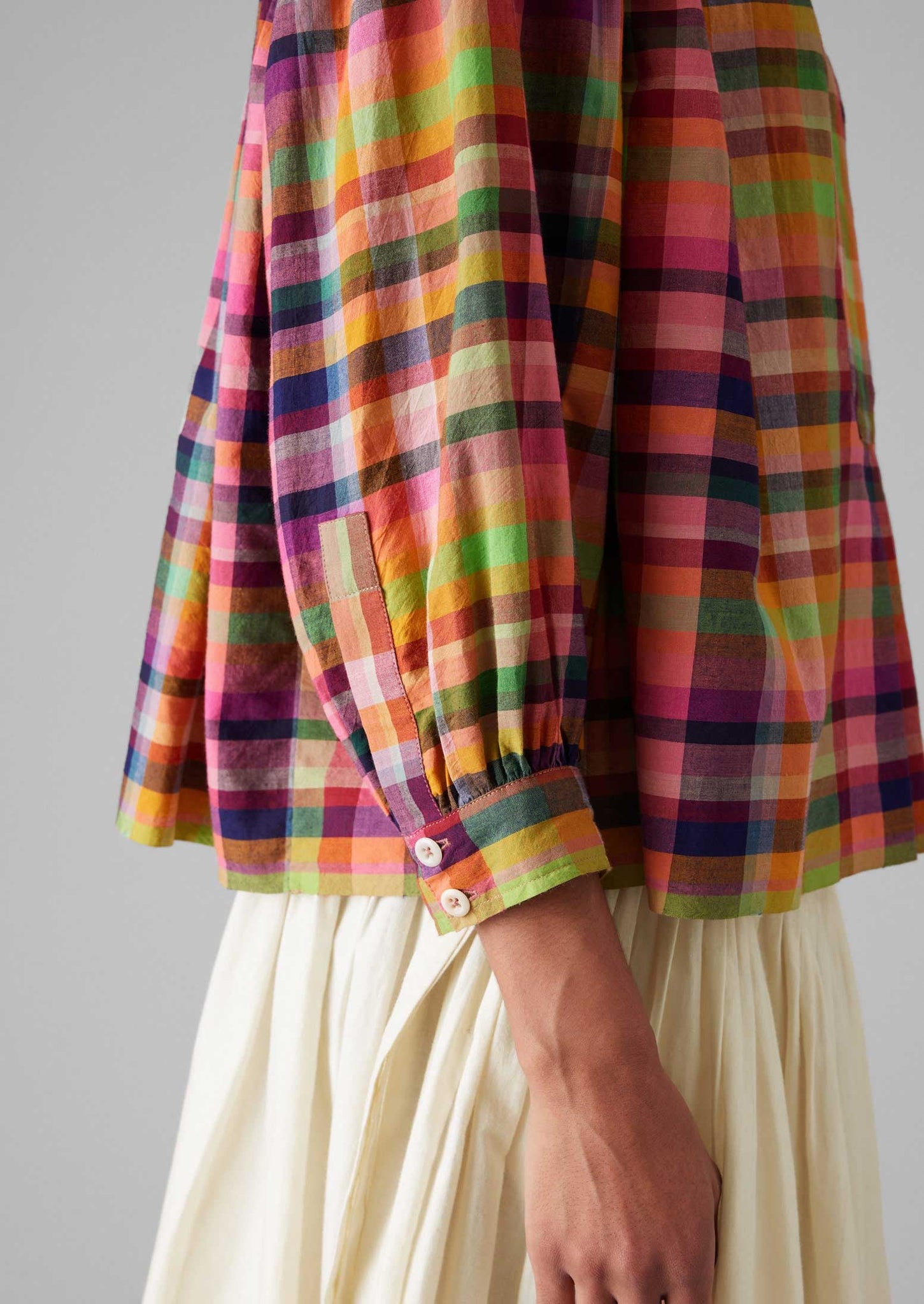 Check Hand Woven Mulmul Shirt | Bright/Multi