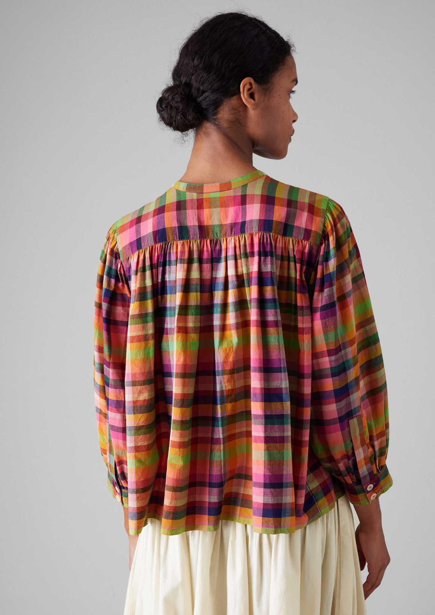 Check Hand Woven Mulmul Shirt | Bright/Multi