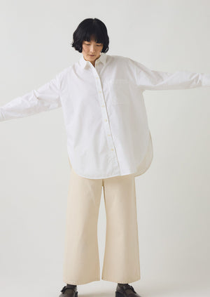 Cotton Oxford Oversized Long Shirt | White