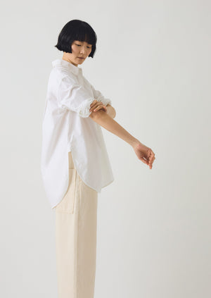 Cotton Oxford Oversized Long Shirt | White