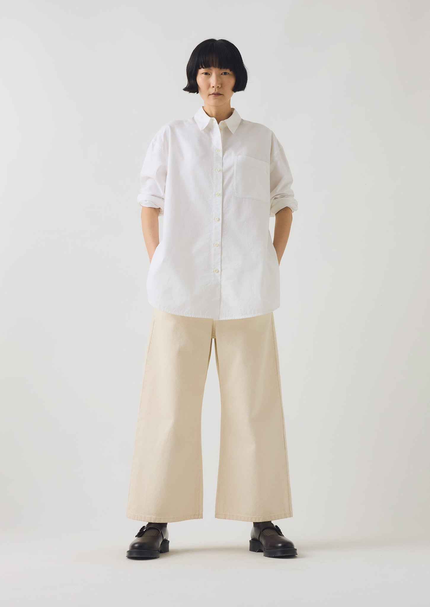 Cotton Oxford Oversized Long Shirt | White