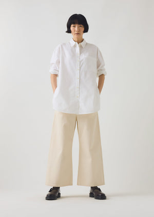 Cotton Oxford Oversized Long Shirt | White