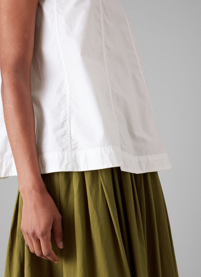 Panelled Cotton Poplin Top | Paper White