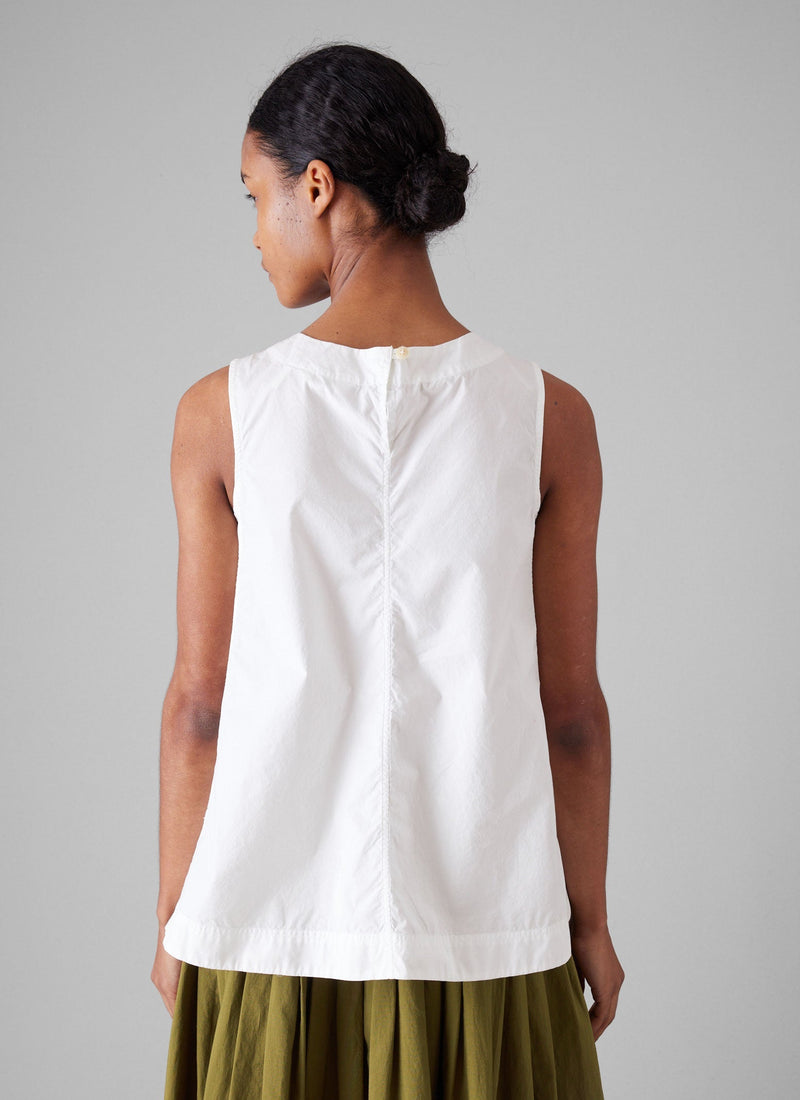 Panelled Cotton Poplin Top | Paper White