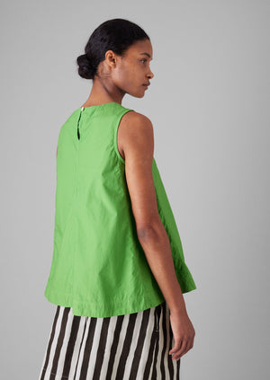 Panelled Cotton Poplin Top | Lawn Green