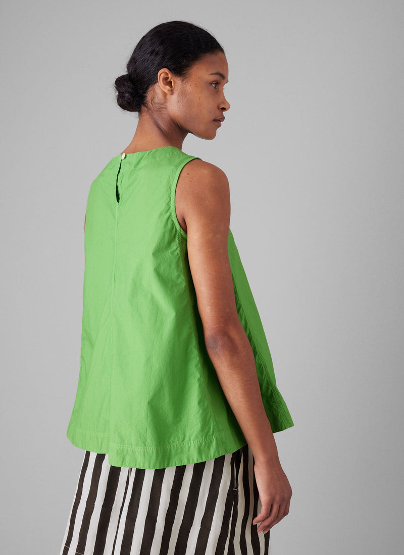 Panelled Cotton Poplin Top | Lawn Green