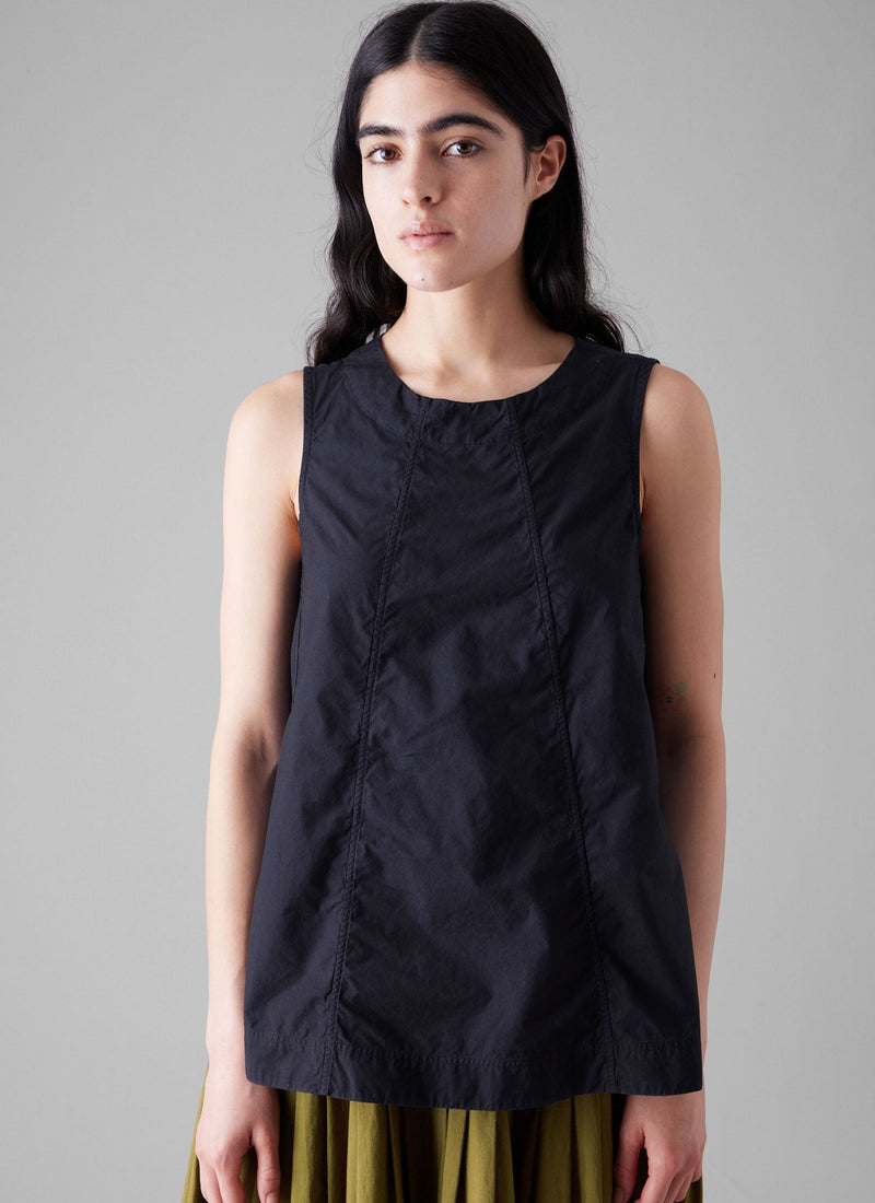 Panelled Cotton Poplin Top | Ink
